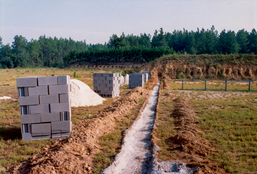 the shelter framing begins to be installed